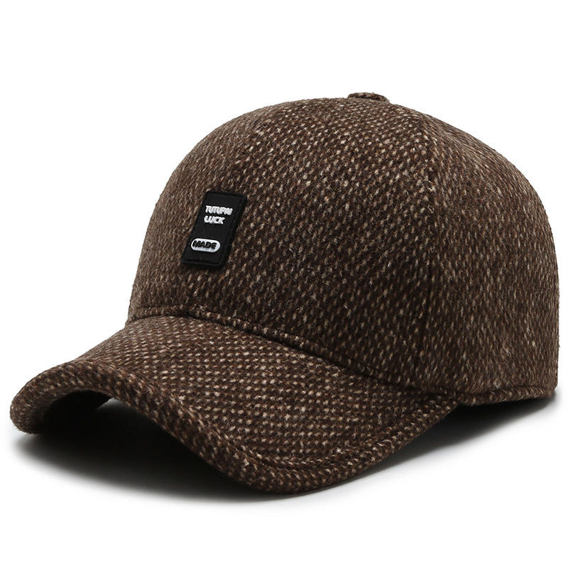 Middle-Aged Hat Men's Winter Middle-Aged and Elderly Warm Woolen Baseball Cap Autumn and Winter Dad Elderly Ears Protection Peaked Cap