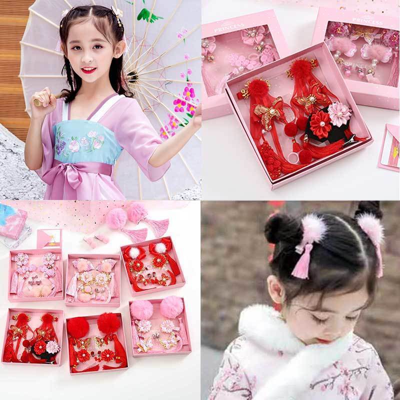 children‘s new year hair accessories cute princess headdress flower bunny barrettes chinese style girls‘ clip baby new year headdress