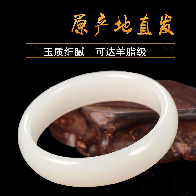 authentic xinjiang hetian jade bracelet women‘s large bracelet natural greenish white jade stone bracelet new girlfriends‘ gift