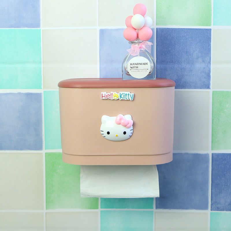 Toilet Tissue Box Toilet Paper Box Punch-Free Wall-Mounted Home Creative Toilet Cute Roll Paper Waterproof Storage