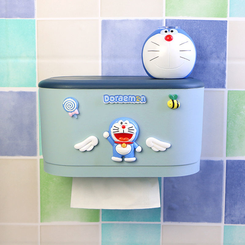 Toilet Tissue Box Toilet Paper Box Punch-Free Wall-Mounted Home Creative Toilet Cute Roll Paper Waterproof Storage