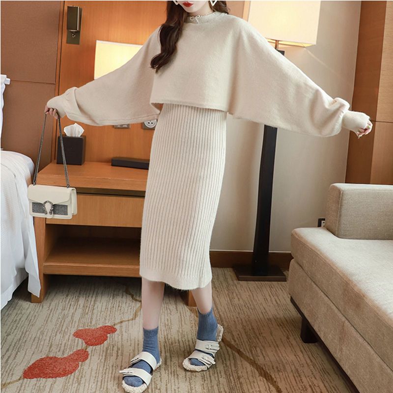 [good quality] internet hot sweater suit skirt for women 2024 autumn and winter new korean style loose two-piece dress of knitted sweater