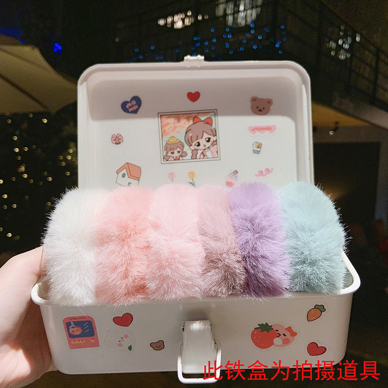 winter new combination plush large intestine hair ring imitation rabbit hair rope cute female student rubber band tie up a bun hairstyle hair accessories