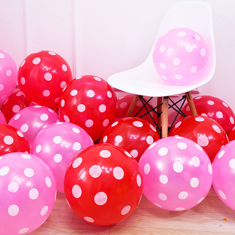 Large 12-Inch Thickened 2.8G Mixed Color Polka Dot Birthday Balloon Layout Wedding Celebration Decoration Candy Color Polka Dot Balloon