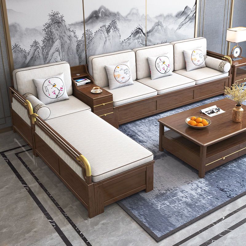 新中式实木沙发组合胡桃木家用沙发客厅大小户型冬夏两用木质沙发