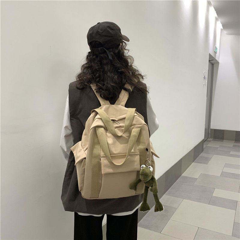 Authentic Korean Ins Campus Schoolbag Women's Portable College Style Workwear Simple Backpack Versatile Large Capacity Backpack