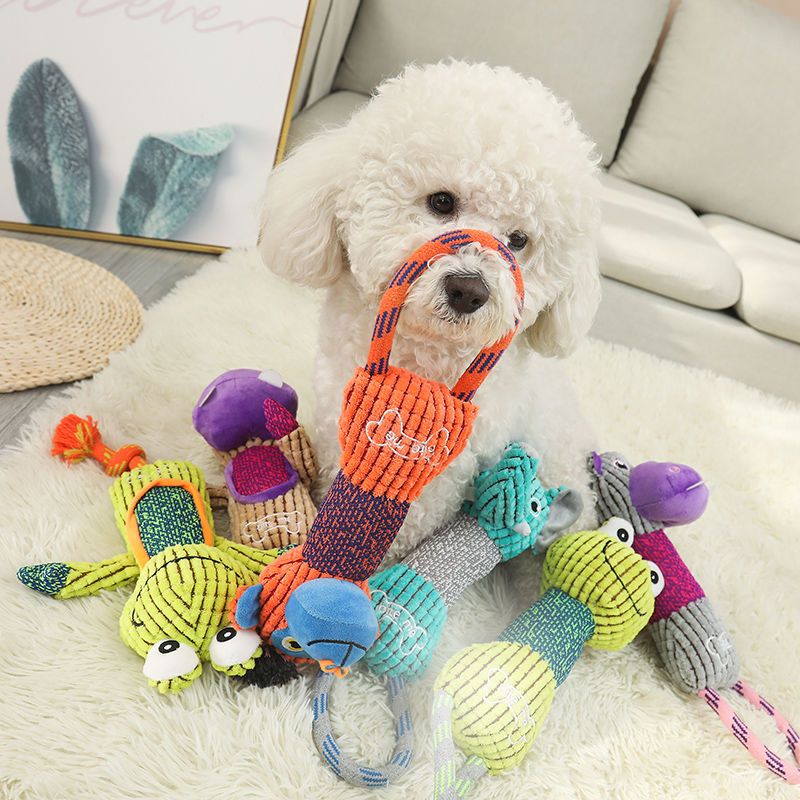 pet toy large， medium and small dogs  bone tear-resistant bite-resistant sound bb call molar cotton string relieving stuffy plush toy