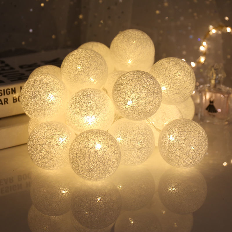 LED Cotton Ball Colored Light Battery Light Decorative String Lights DIY Handmade Girl Heart Birthday Arrangement Outdoor Camping