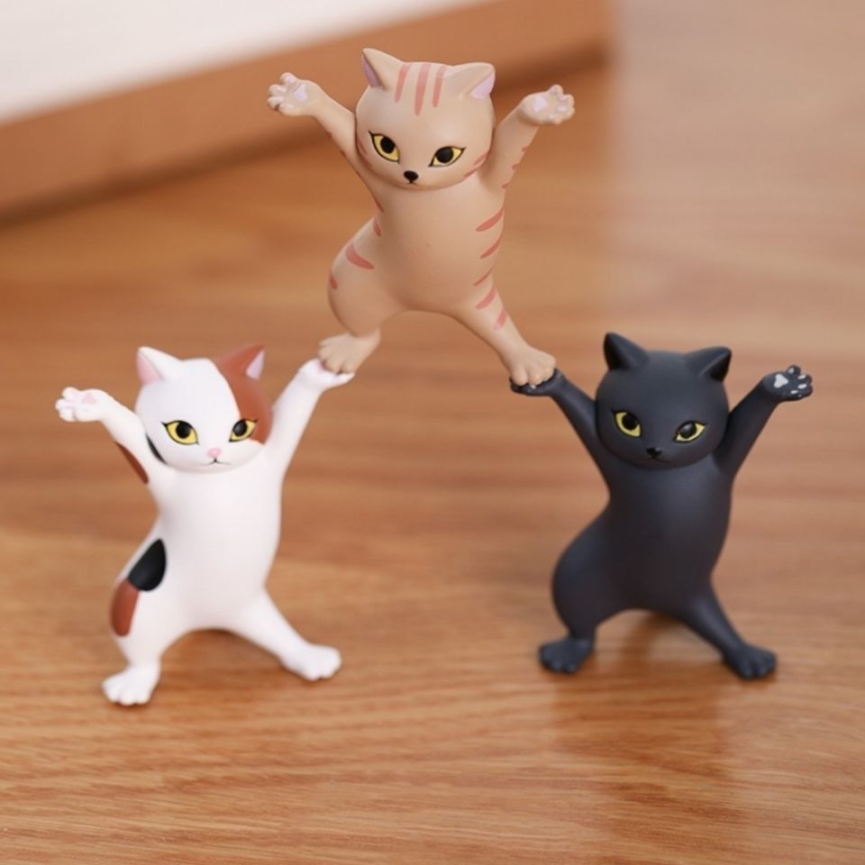 Internet Celebrity Enchanting Cat Pen Holder Dancing Cat Cute Cat Spoof Black Coffin Lifting Cat Blind Box Figurine Garage Kits Ornaments