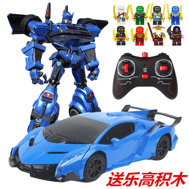 [buy 1 get 1 free] boy‘s deformation remote-control automobile toy car charger electric diamond robot children‘s toy racing car