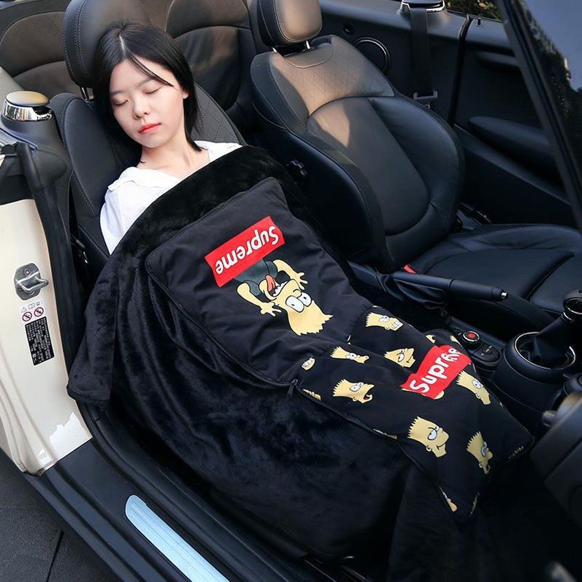 car cushion quilt dual-purpose nap car blanket waist cushion pillow airable cover multifunctional sofa pillow blanket