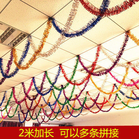 children‘s holiday garland colored ribbon color stripes love wool tops hanging decoration kindergarten classroom layout graduation decoration