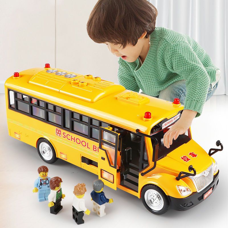 large school bus toy baby boy children‘s sound and light bus car bus toy car model 2-3 years old