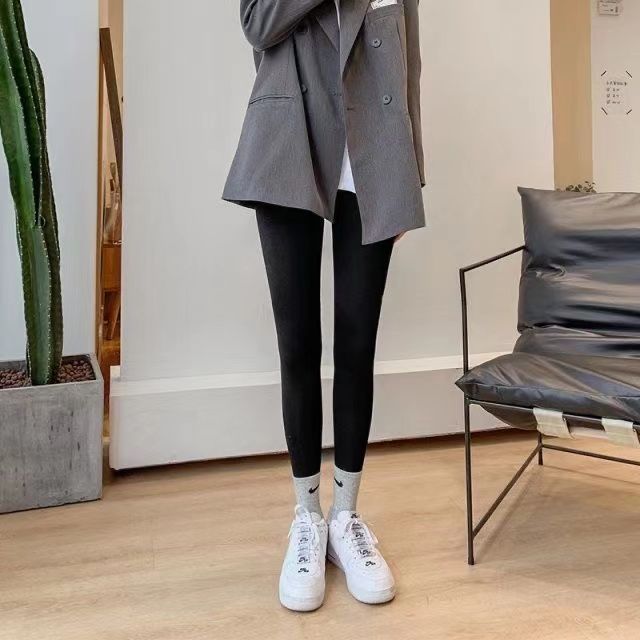 鲨鱼皮打底裤女外穿秋冬加绒加厚高腰显瘦秋裤紧身瑜伽黑色芭比裤