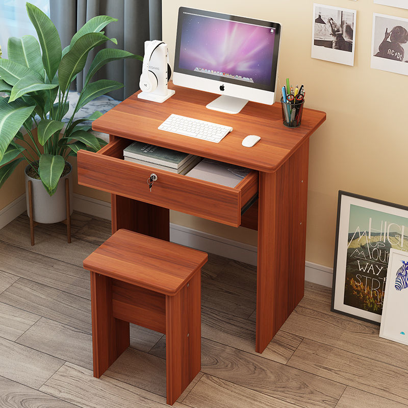 电脑桌书桌学生写字桌70cm台式桌椅一套装家用简约卧室抽屉小桌子