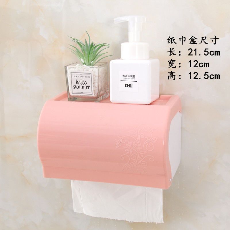 Toilet Tissue Box Punch-Free Toilet Paper Holder Plastic Wall Mount Roll Holder Household Paper Extraction Box Waterproof Toilet Paper Box