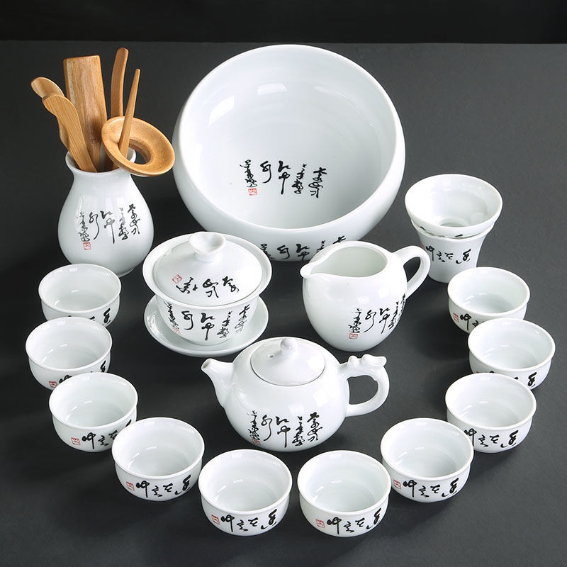 tea set white porcelain kung fu tea set teacup sets teapot ceramic jingdezhen tureen tea-making sets set household complete set