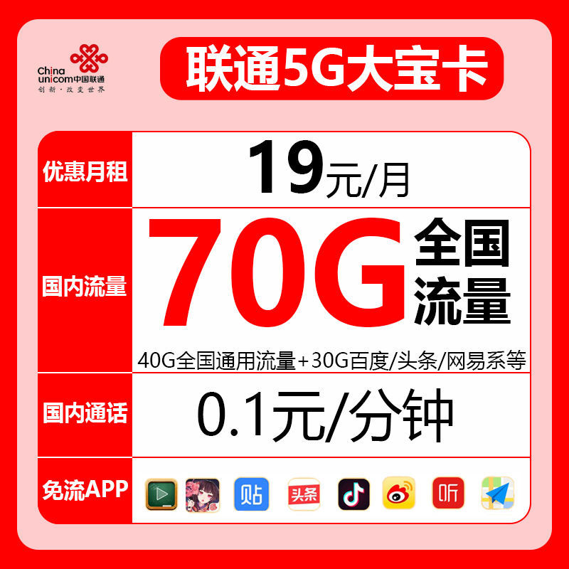 联通4g/5g手机卡无限流量卡腾讯大王卡全国上网卡靓号电话卡0月租