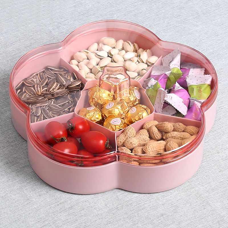Dried Fruit Box Creative Modern Home Living Room Rotating Grid Candy Plate Fruit Melon Seeds Snacks Nuts Storage Box