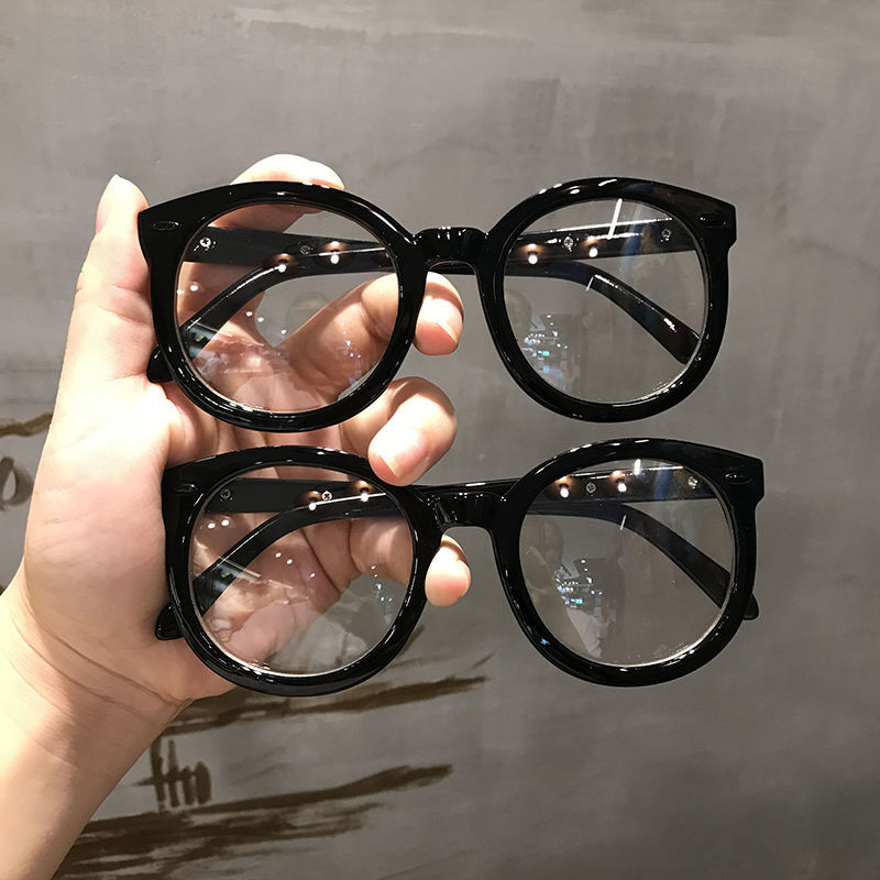 Black Frame Glasses Female Gm Bare Face Large Frame Photochromic Anti Blue-Ray Radiation Black Thick Frame Myopia Adjustable Degree Internet Celebrity Frame