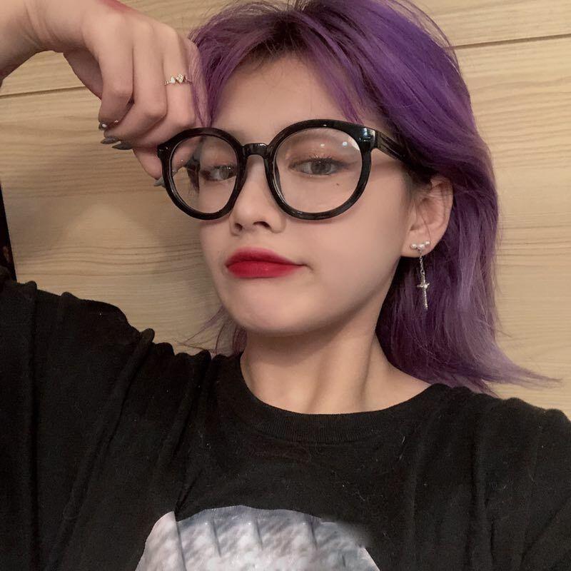 Black Frame Glasses Female Gm Bare Face Large Frame Photochromic Anti Blue-Ray Radiation Black Thick Frame Myopia Adjustable Degree Internet Celebrity Frame