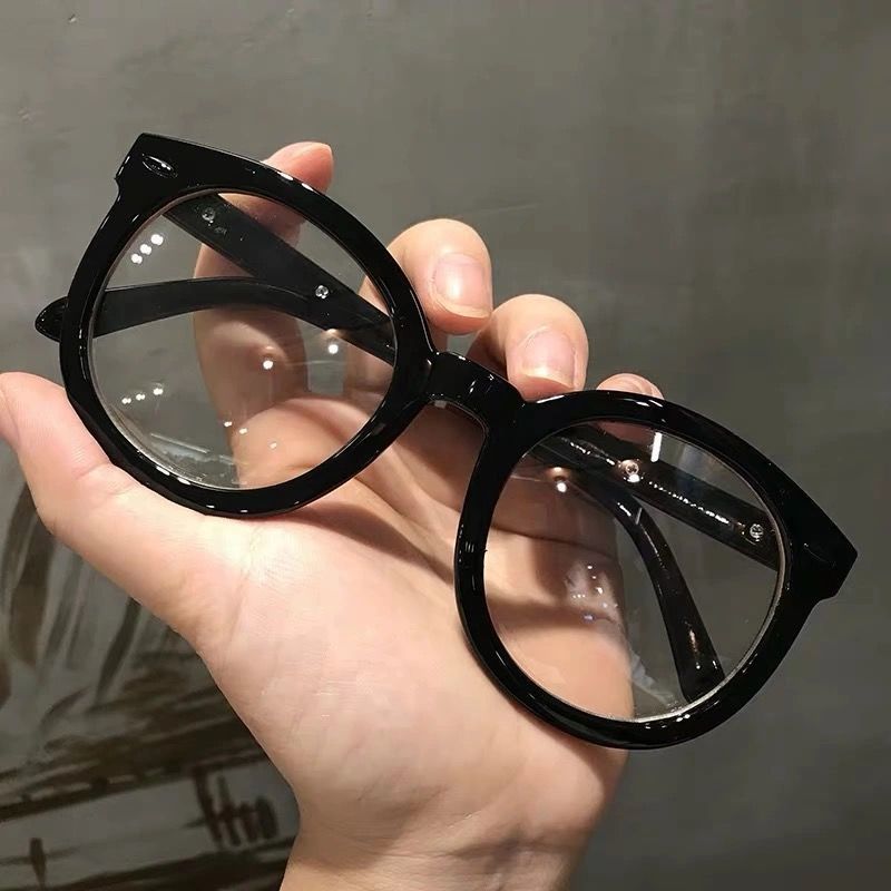 Black Frame Glasses Female Gm Bare Face Large Frame Photochromic Anti Blue-Ray Radiation Black Thick Frame Myopia Adjustable Degree Internet Celebrity Frame