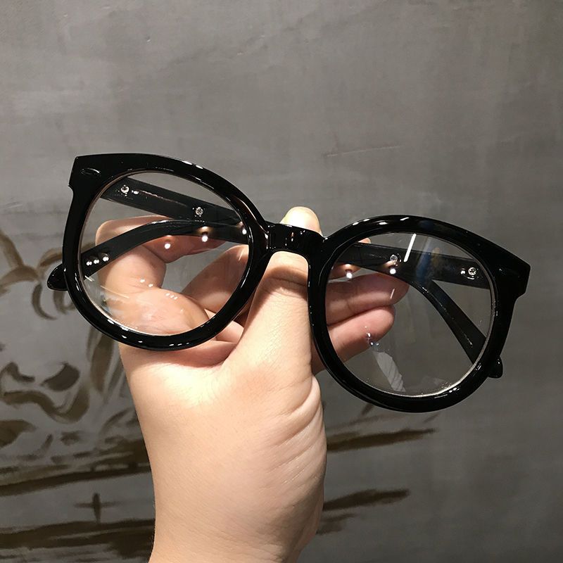 Black Frame Glasses Female Gm Bare Face Large Frame Photochromic Anti Blue-Ray Radiation Black Thick Frame Myopia Adjustable Degree Internet Celebrity Frame