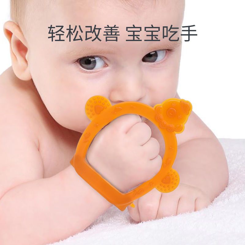 Baby Prevent Hand Sucking Molar Rod Baby Anti-Scratch Face Silicone Teether Toddler Soft Rubber Toy Molar Water Boiling Suitable