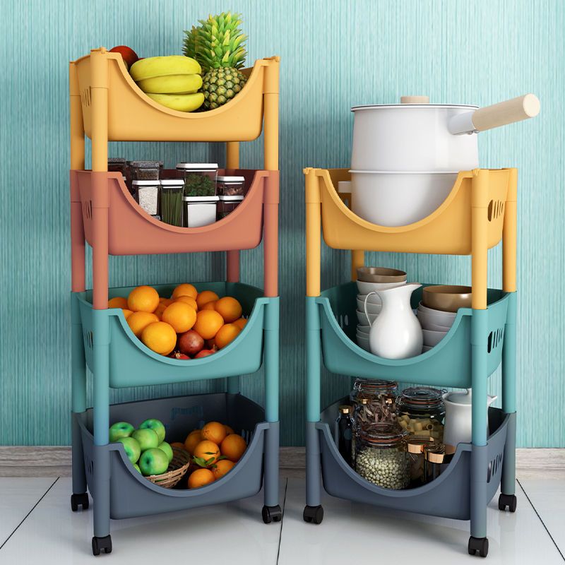 Kitchen Vegetable Rack Storage Space-Saving Floor Multi-Layer Fruit Basket Vegetable Basket Household Plastic Storage Vegetable Shelf