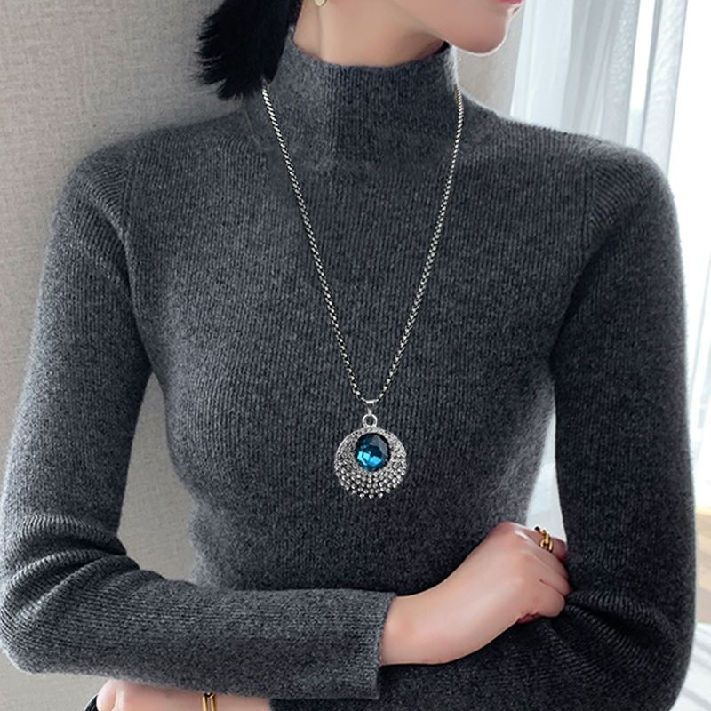 Retro Longevity Lock Necklace Ethnic Style All-Match Men's and Women's Long Sweater Chain Fish Pendant Ball Bead Chain Clothing Accessories