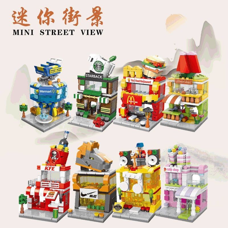 street view building blocks girls‘ creative city diy building blocks children‘s intellectual development toys new year gifts compatible with lego