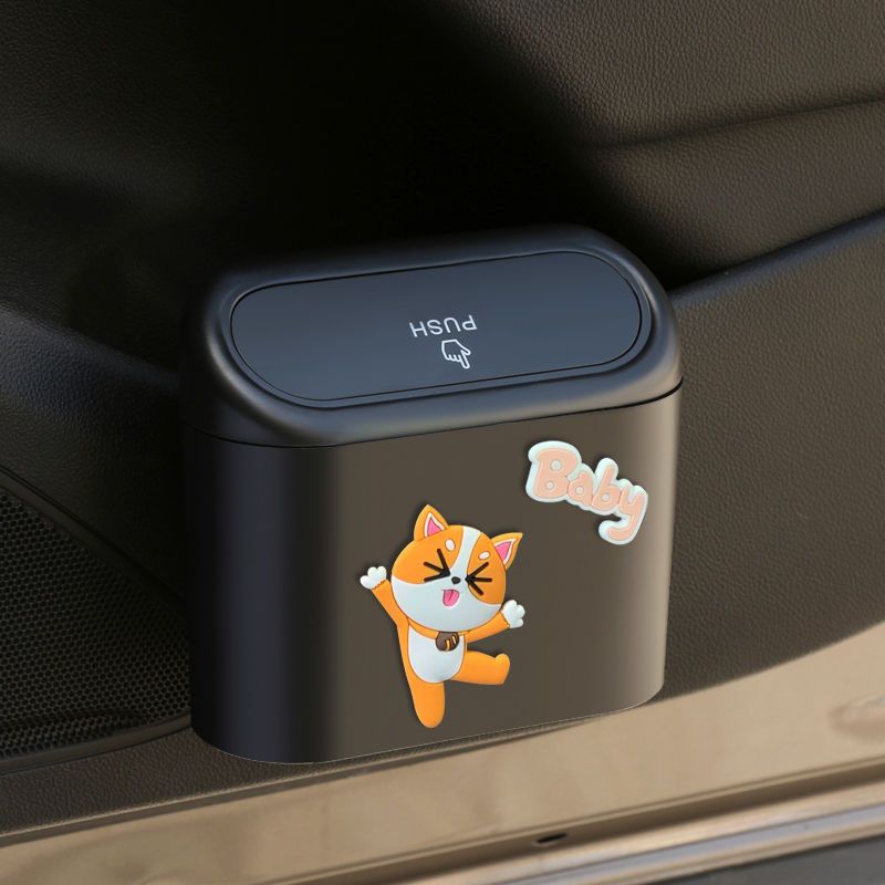 Car Trash Can Door Hanging Barrel Cartoon Multifunctional Front Row Storage Car Storage Containers Creative Utensils