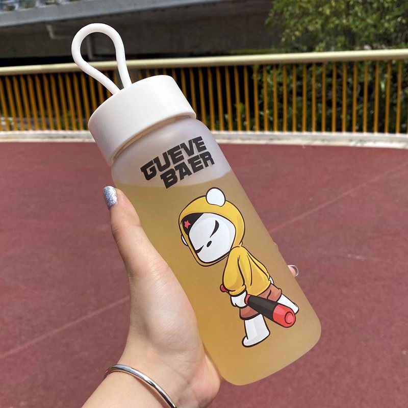 trendy good-looking plastic water cup ins unisex student korean style frosted cute portable tea cup sports water bottle