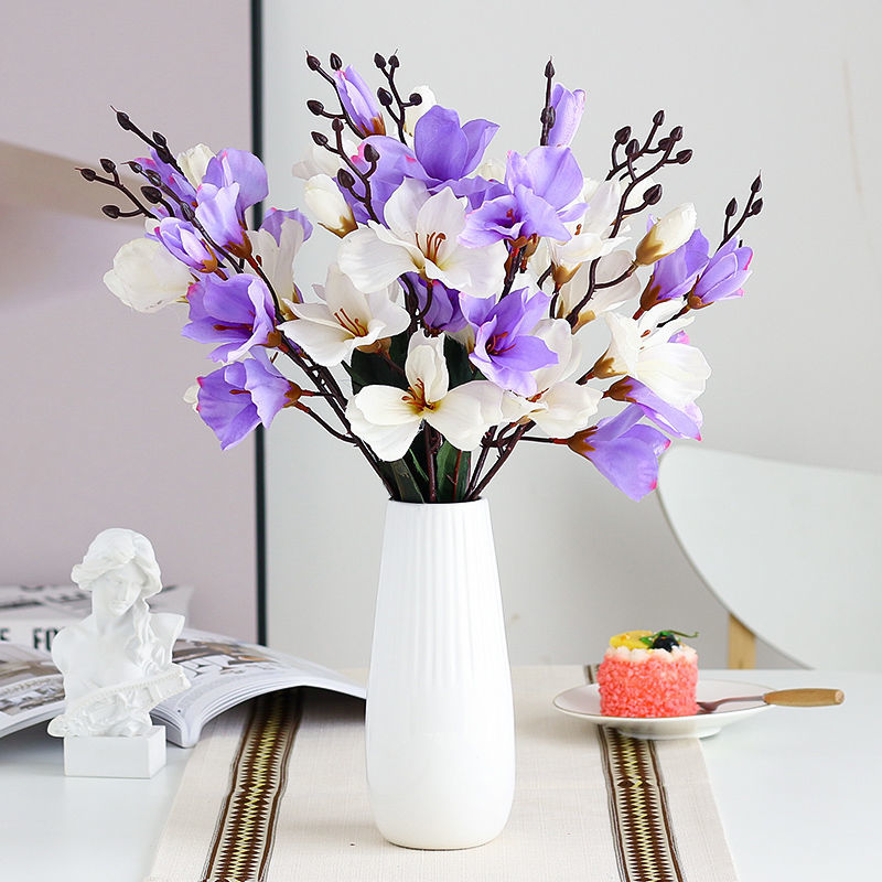 Living Room Dining Table Fake Flowers Emulational Flower Decoration New Year Magnolia Dried Flowers Bouquet Bridal Bouquet Silk Flower Artificial Flowers Furnishings