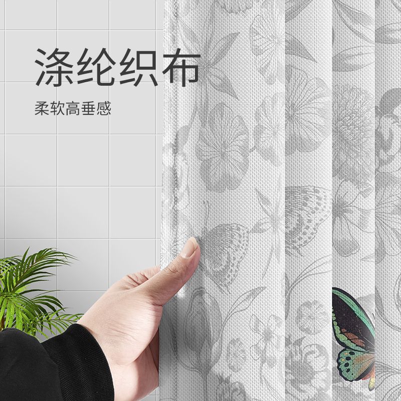 shower curtain suit non-perforated curtains thickened bathroom partition door curtain shower curtain cloth waterproof and mildew-proof shower curtain rod suit