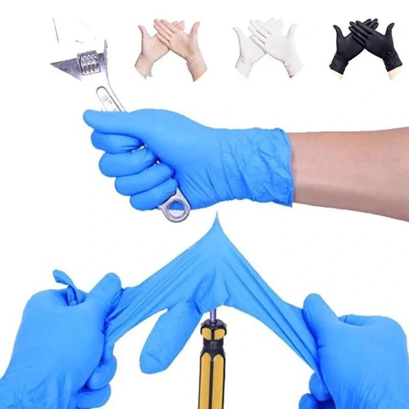 Vise Disposable Nitrile Gloves PVC Composite Latex Gloves Food Grade Wear-Resistant Waterproof Acid and Alkali-Proof Non-Allergic