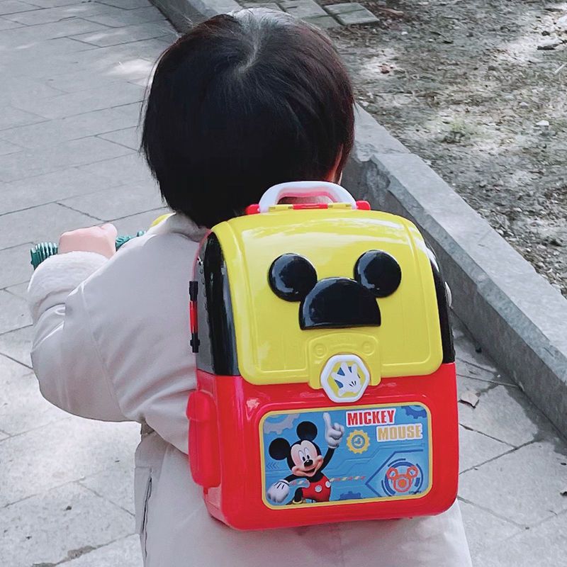 Genuine Disney Mickey Tools Full Set Backpack Children's Repair Toolbox Play House Toys Boy Suit