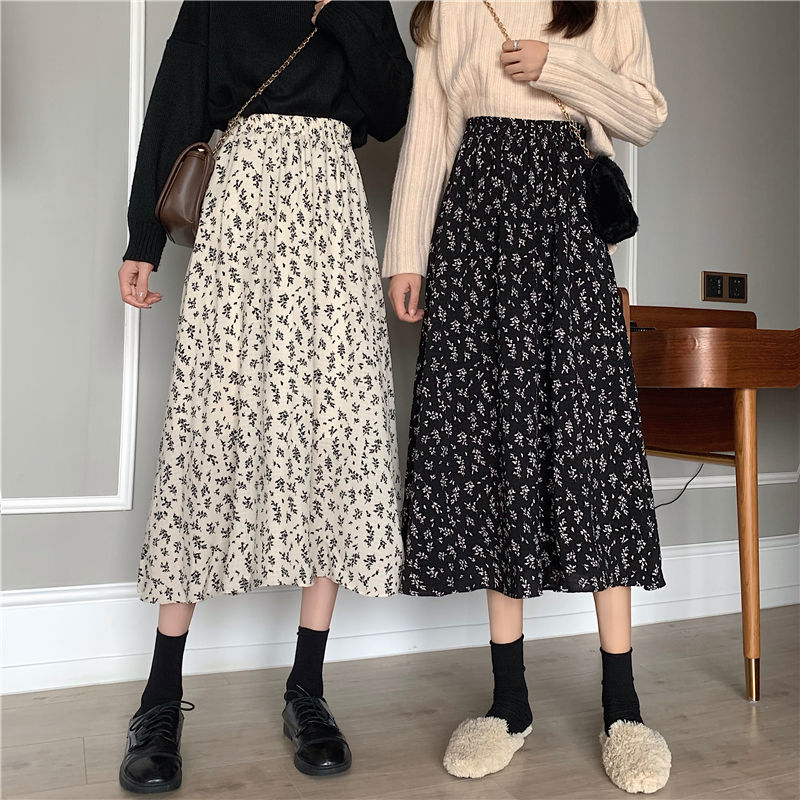 floral super fairy skirt women‘s summer skirt 2022 new mid-length a- line skirt high waist slimming cover chic western style all-match