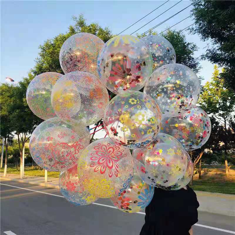 transparent all-flower magic balloon transparent sequin balloon decoration birthday balloon annual meeting kindergarten activity floor push ball