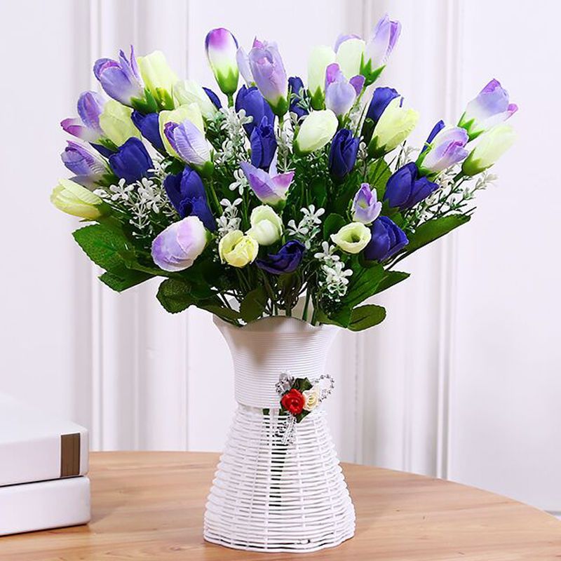 tulip fake rose flower artificial bouquet decoration room decoration indoor plastic flower pot living room decoration