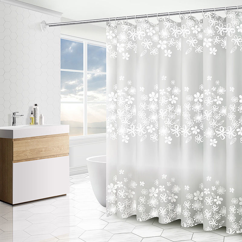 batoom partition curtain toilet door curtain household shower curtain cloth waterproof and mildew-proof curtain shower curtain rod set punch-free