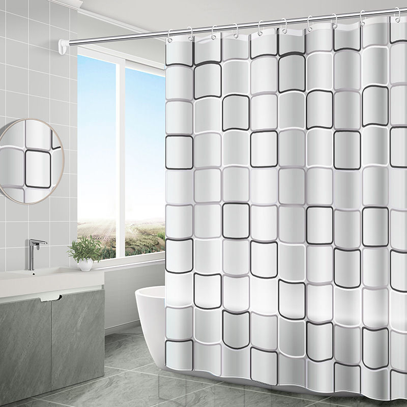 batoom partition curtain toilet door curtain household shower curtain cloth waterproof and mildew-proof curtain shower curtain rod set punch-free