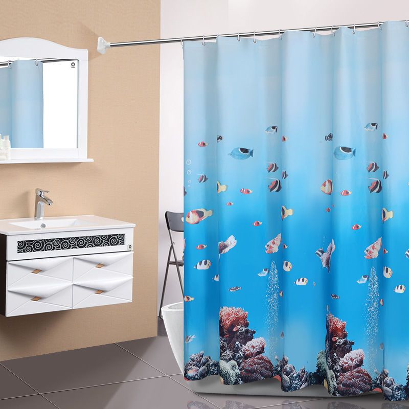 batoom partition curtain toilet door curtain household shower curtain cloth waterproof and mildew-proof curtain shower curtain rod set punch-free