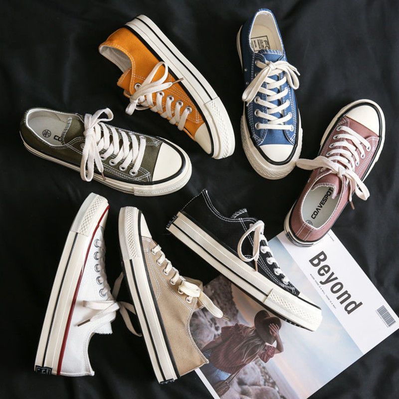 1970s canvas shoes for female students korean harajuku ulzzang versatile 2024 new ins hong kong style vintage skateboard shoes