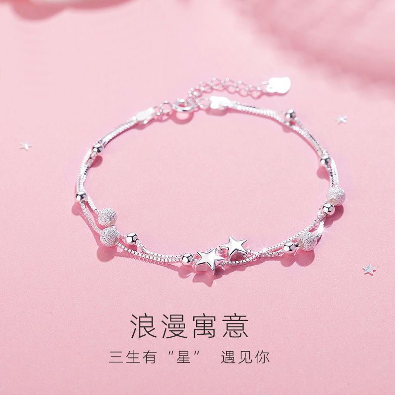 925 XINGX Bracelet Female Student Korean Style Simple Ins Niche Design Online Red Girlfriends Mori Girl Bracelet Female