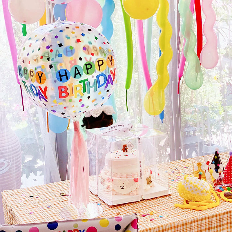 south korea ins style colorful printed balloon rainbow paper scrap 4d ball birthday table drifting dessert table decoration party decoration