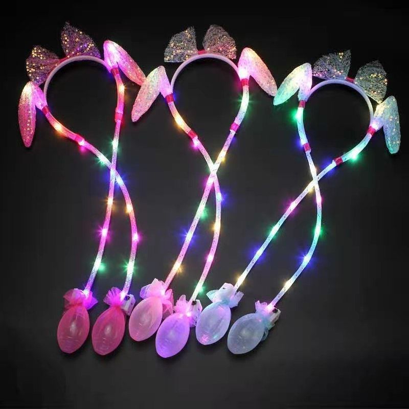 new rabbit ear airbag hair accessories ear pinch will move headband luminous barrettes internet celebrity rabbit ears headband