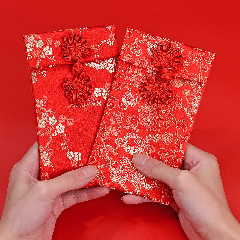 wedding supplies brocade fabric red envelope wedding red pocket for lucky money creative tassel buckle birthday new year lucky money envelope