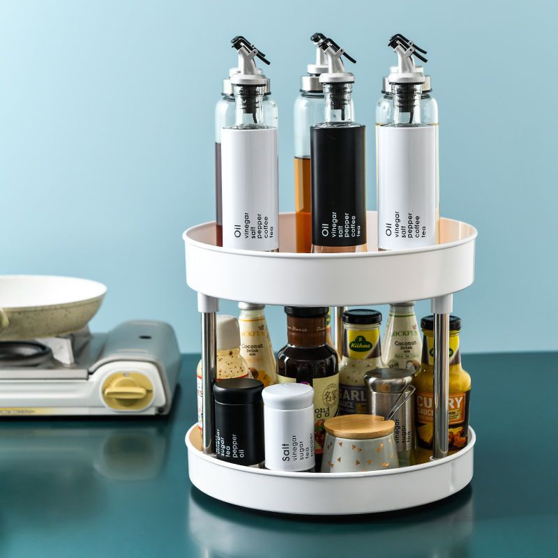 Multifunctional Rotating Storage Rack Thickened Non-Slip Storage Tray Household Bottle Oil, Salt, Sauce and Vinegar Seasoning Can