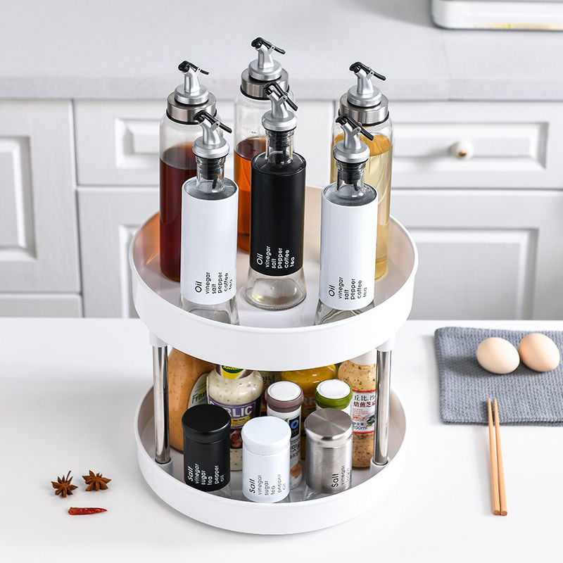 Multifunctional Rotating Storage Rack Thickened Non-Slip Storage Tray Household Bottle Oil, Salt, Sauce and Vinegar Seasoning Can